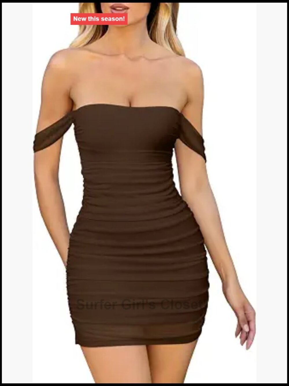 Off Shoulder Bodycon Mini Dress Ruched Mesh Club Party